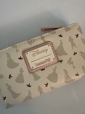 Loungefly Cream Disney Princess Silhouette Wallet with Rose Gold Plaque